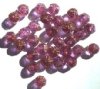 30 8mm Triangle Faceted Pink with Antique Gold Coated Ends